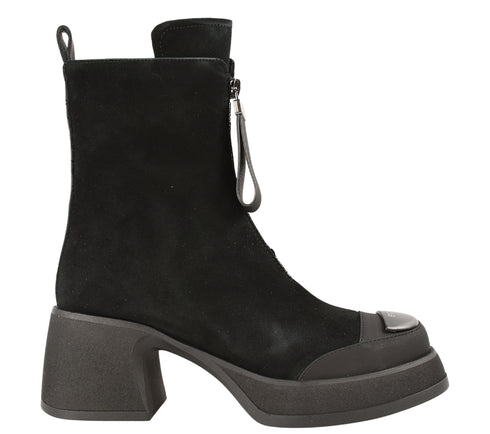 Ghete casual, dama, EPICA, 22B789-D338 negru, piele intoarsa, cu toc